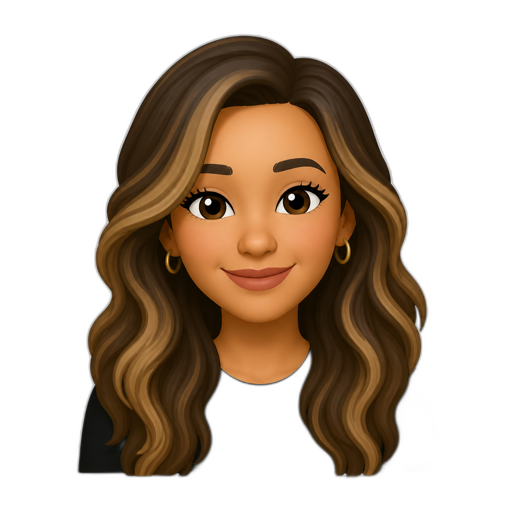 35-year-old mixed woman with long wavy hair with highlights - AI generated emoji