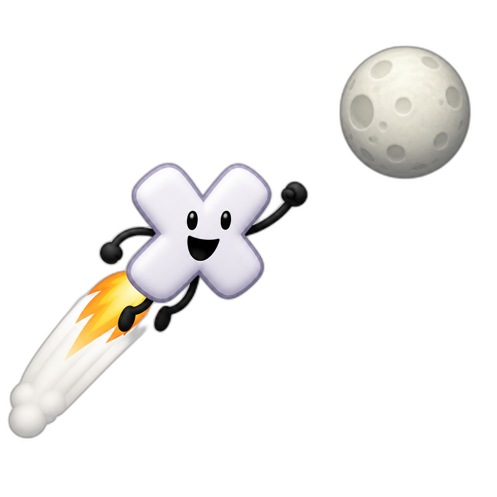 x from bfb flying to the moon - AI generated emoji