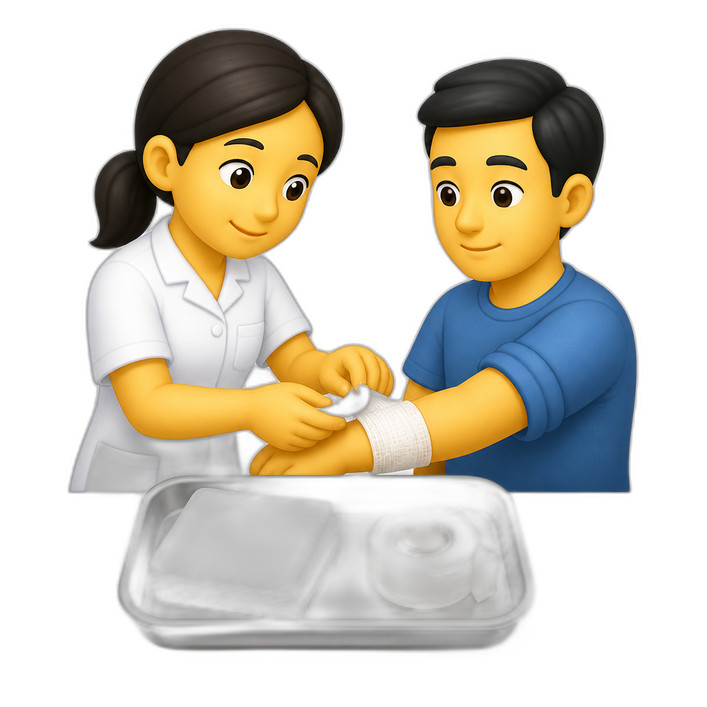 医用纱布，胶带，托盘，一个护理的场面 - AI generated emoji