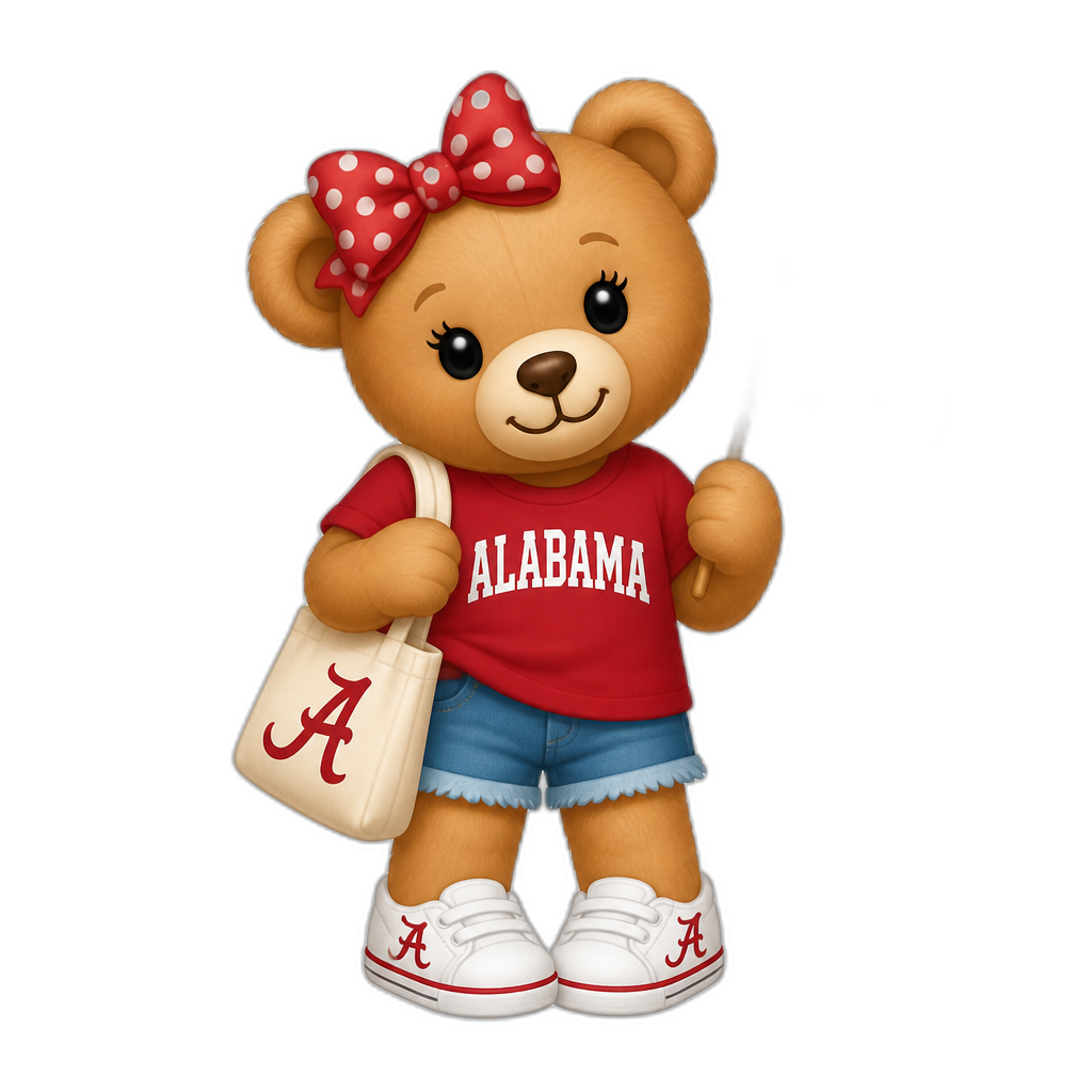 Create a girl Teddy bear who is a Alabamian - AI generated emoji