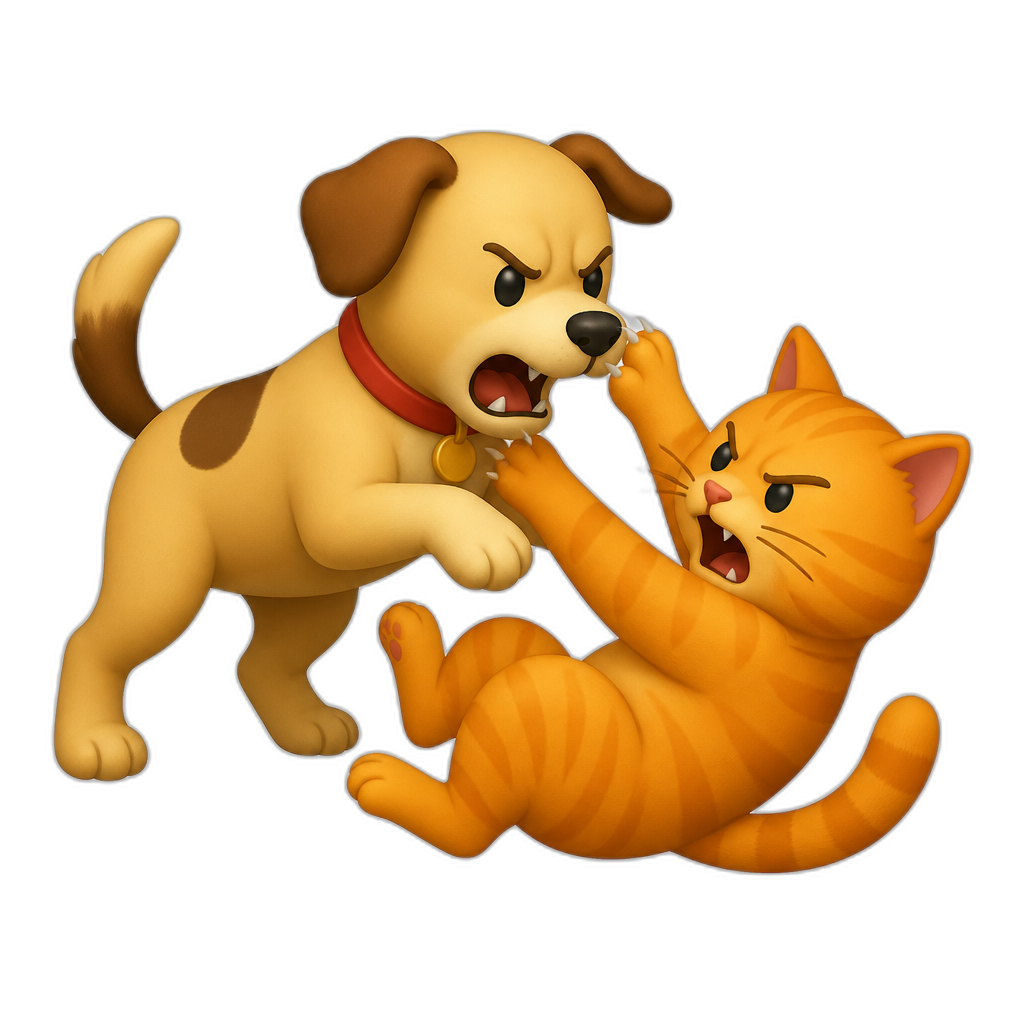 dog and cat fighting - AI generated emoji