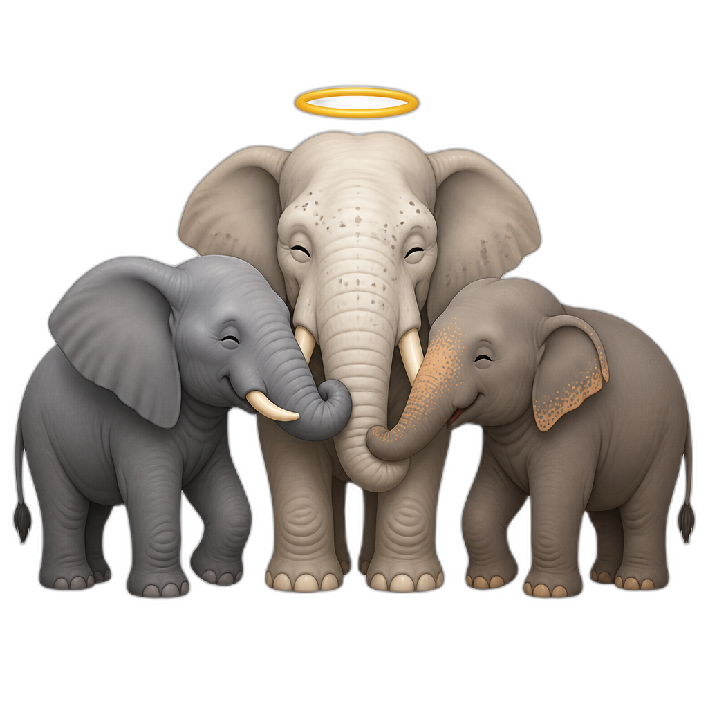 African and Indian elephant reunite with there ancestor - AI generated emoji