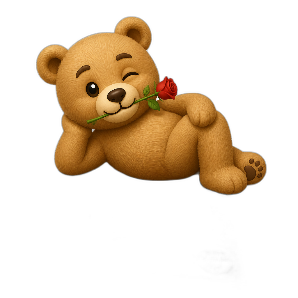 Create a Teddy bear who is a flirty Aland Island on the magazine. any fur color - AI generated emoji