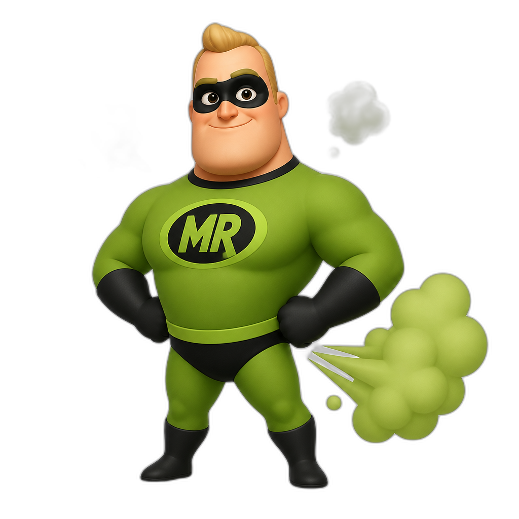 MR increadible from the increadibles but green and gassy - AI generated emoji