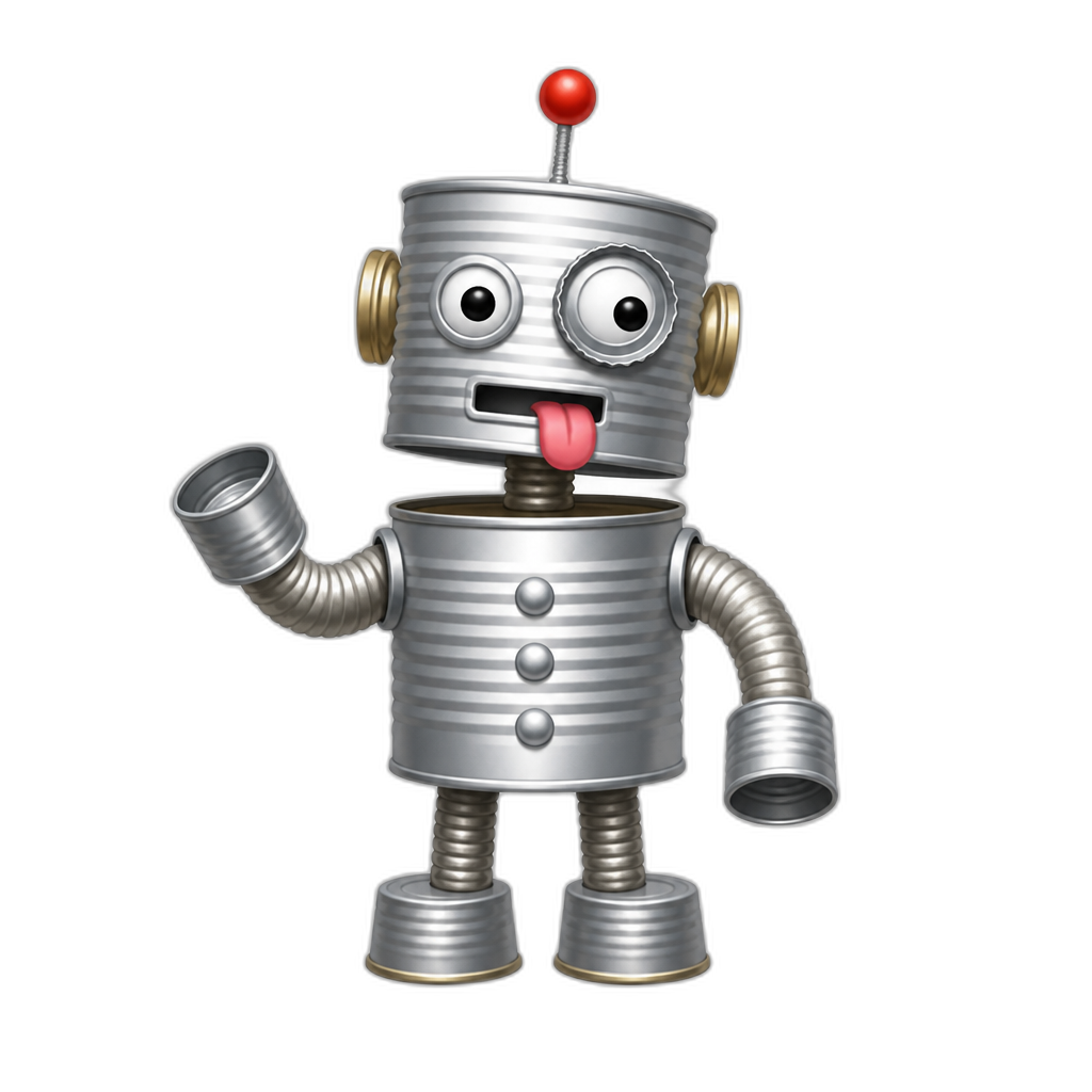 Dumb robot made with tin cans - AI generated emoji