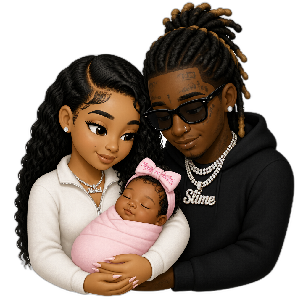 Mariah The Scientist and Young Thug with their newborn daughter, Mariah the 2nd - AI generated emoji