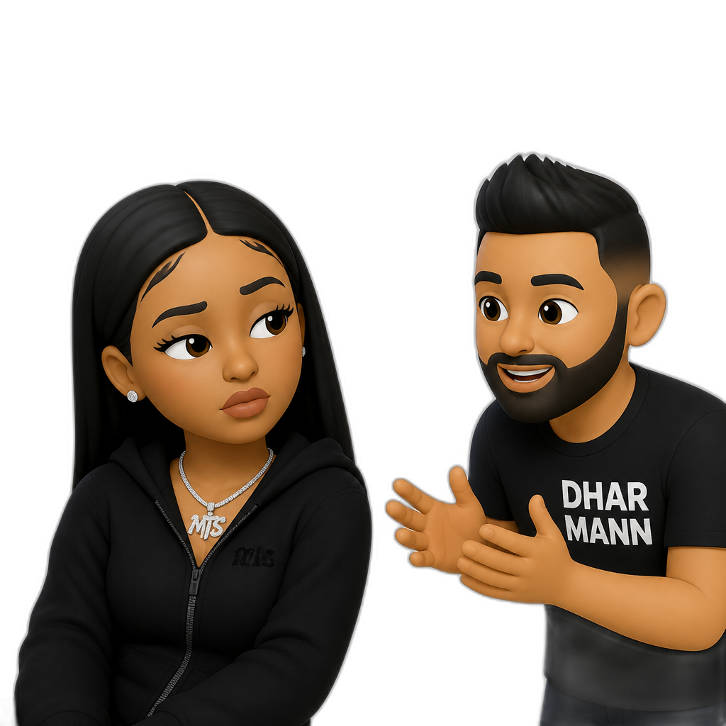 Mariah The Scientist in a Dhar Mann video - AI generated emoji