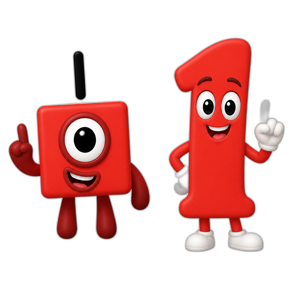 Numberblocks 1 and wonderland numbers 1 - AI generated emoji