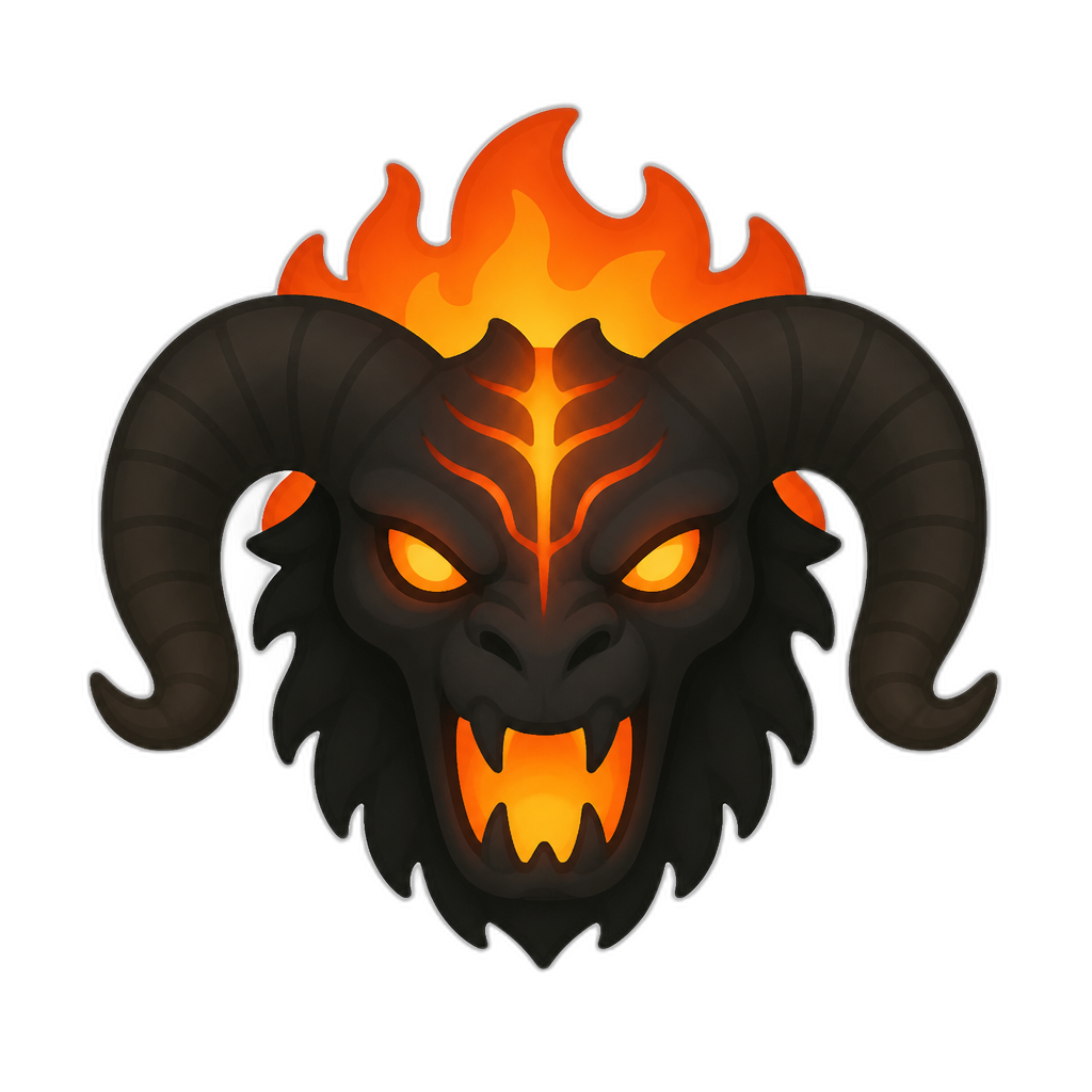 balrog head, flat thick minimal style - AI generated emoji