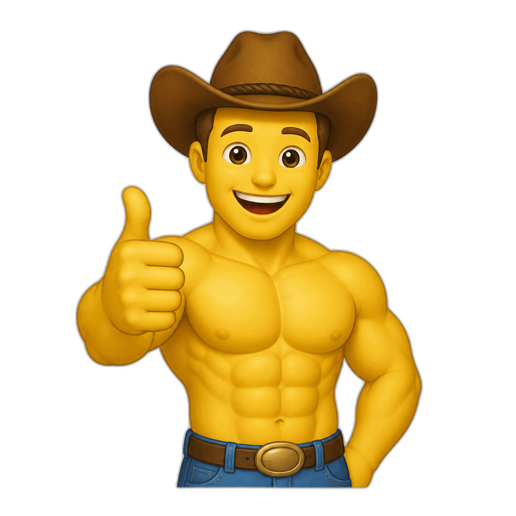 Happy ripped cowboy giving a thumbs up - AI generated emoji