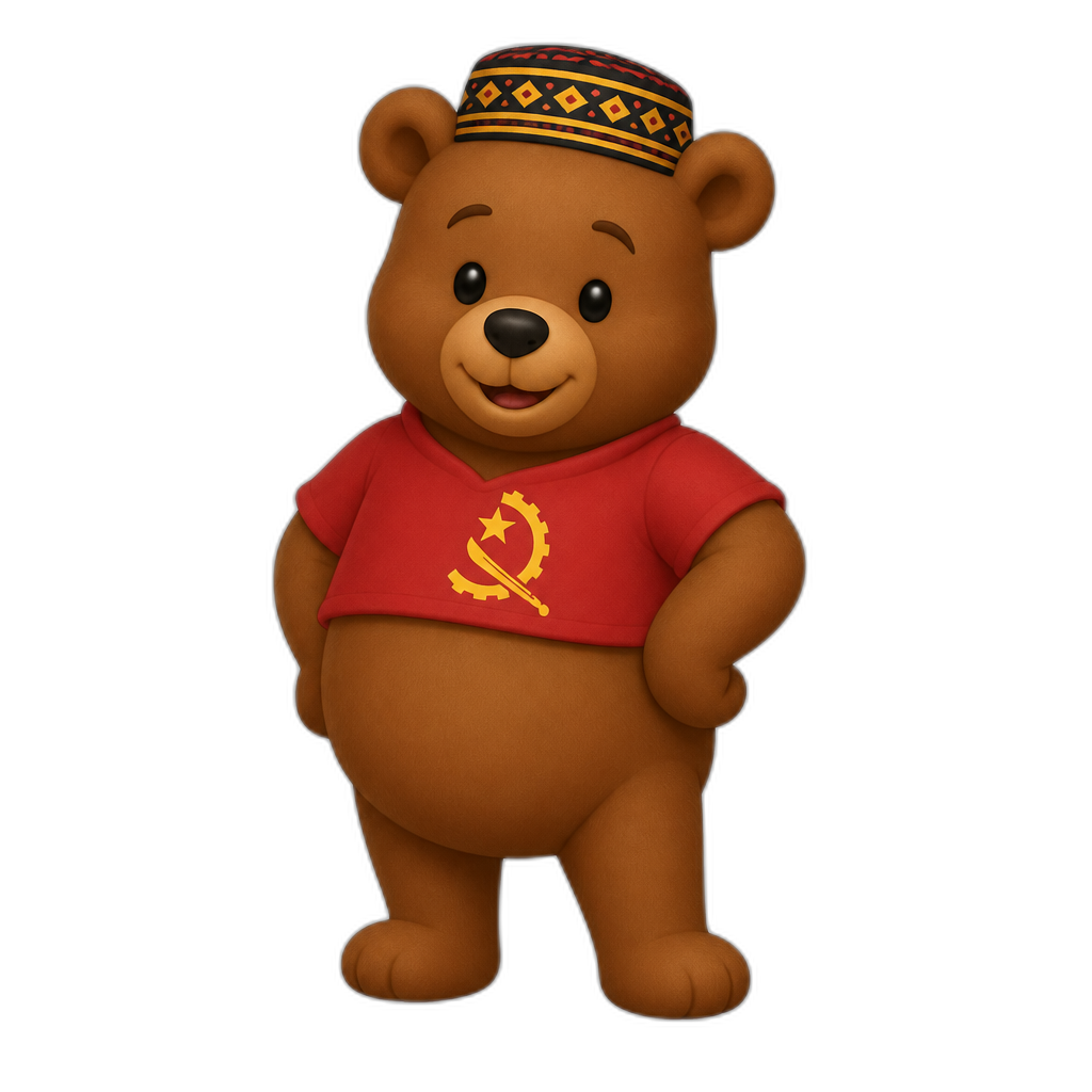 stereotypical Angolan anthro Teddy Bear, full body. winnie the pooh styled, different fur color - AI generated emoji
