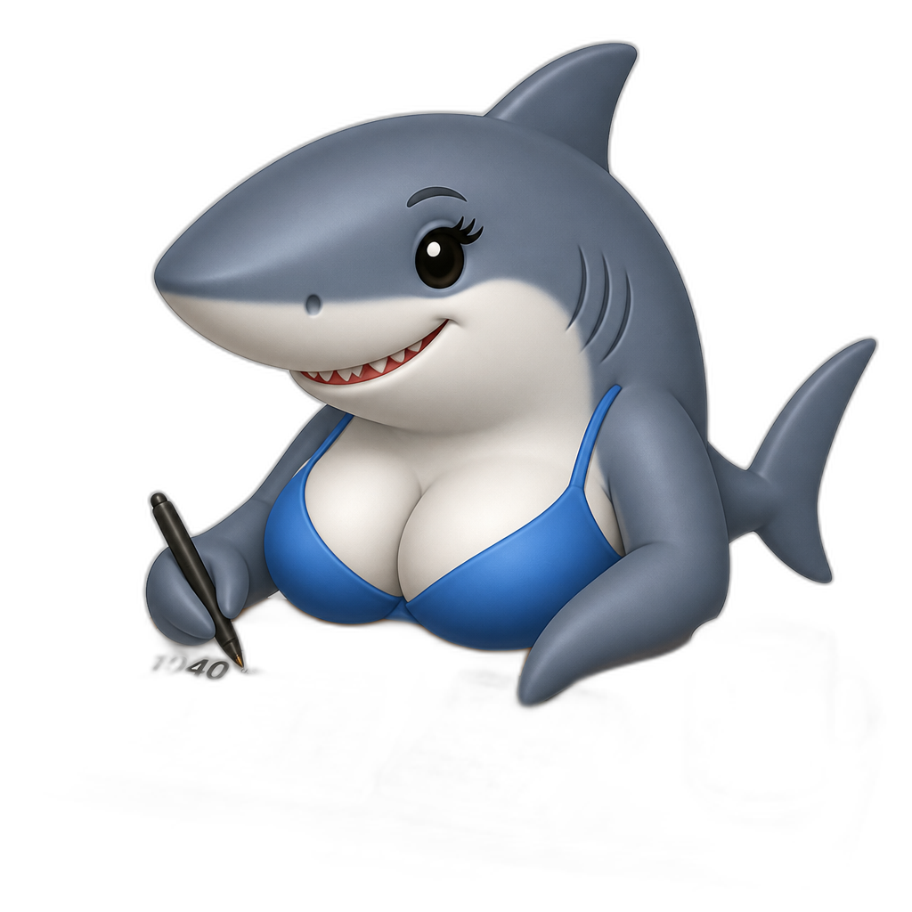 Busty shark paying taxes - AI generated emoji
