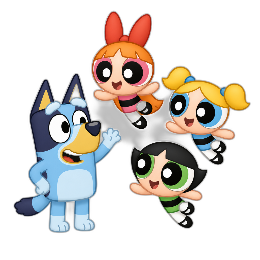 Bluey meets The Powerpuff Girls - AI generated emoji