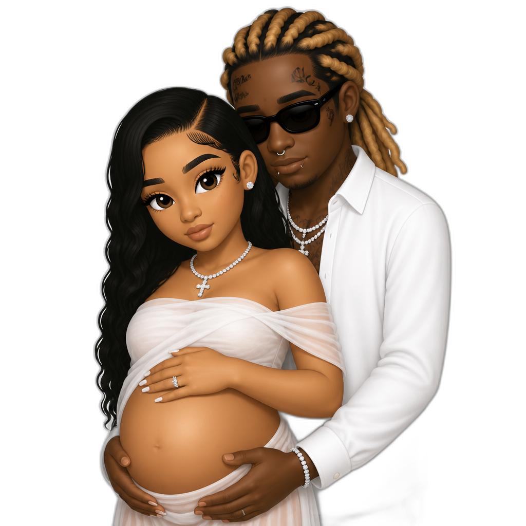 Mariah The Scientist and Young Thug in a pregnancy photoshoot, realistic - AI generated emoji