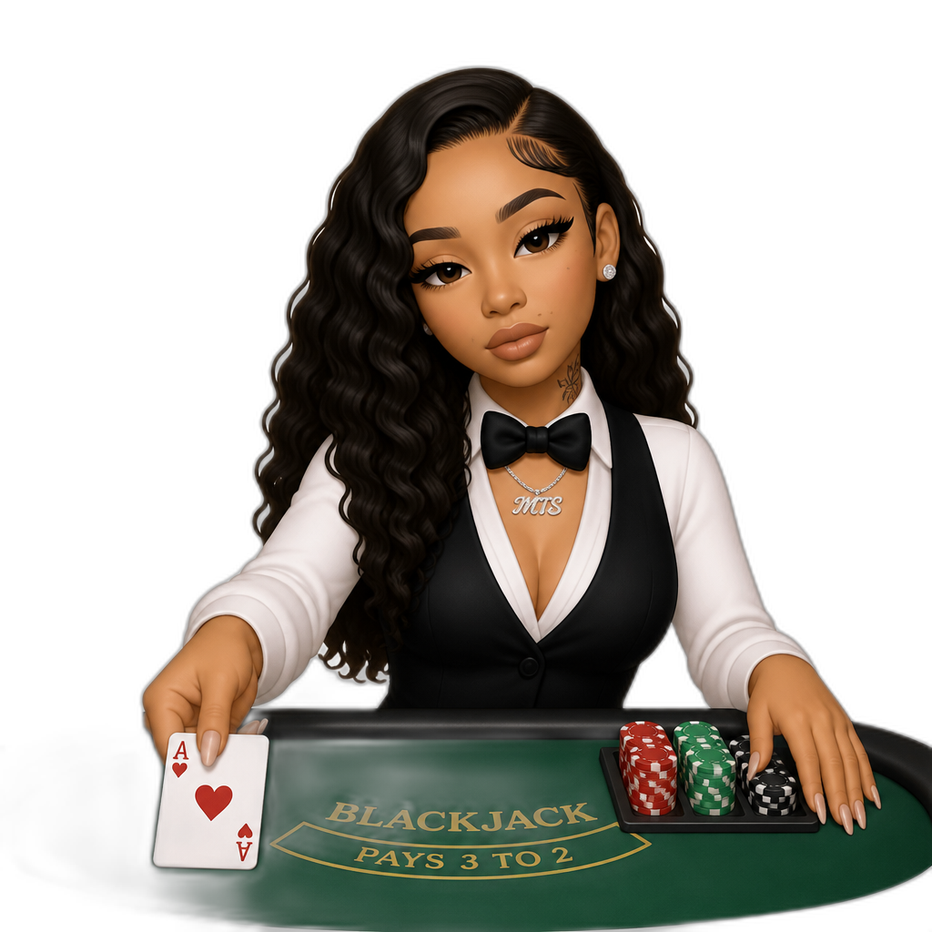 Mariah The Scientist as a casino dealer - AI generated emoji