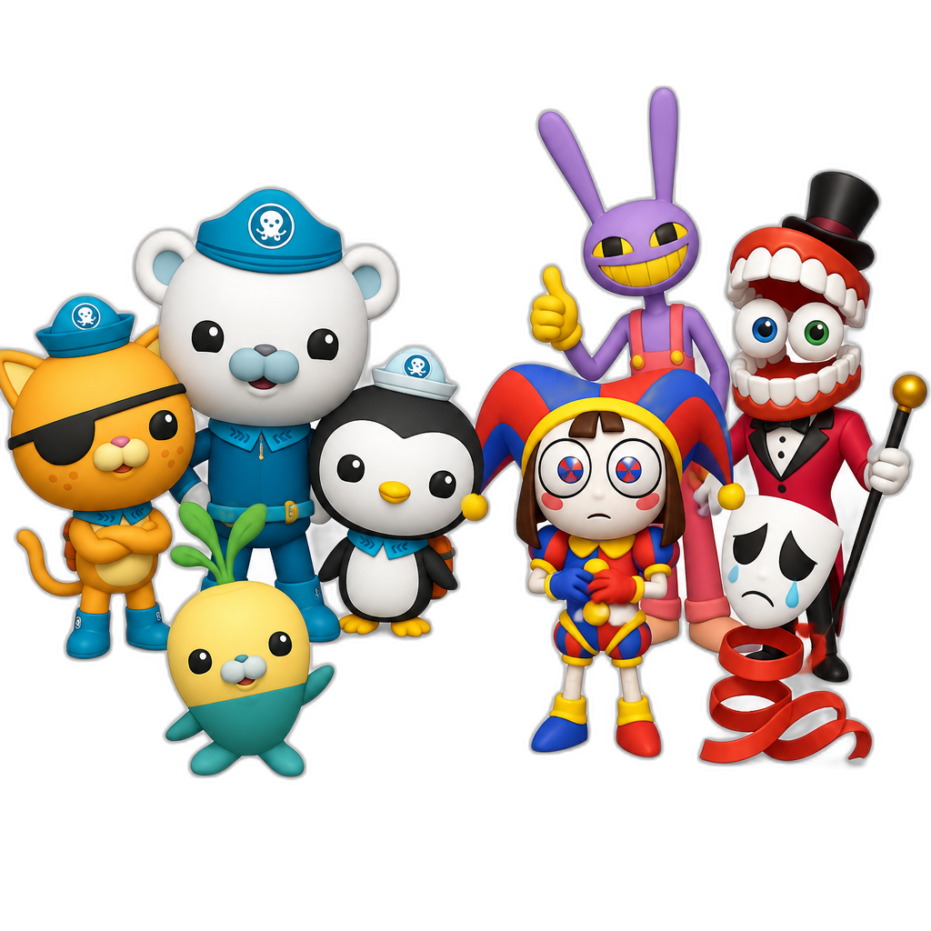 The octonauts and the digital circus - AI generated emoji