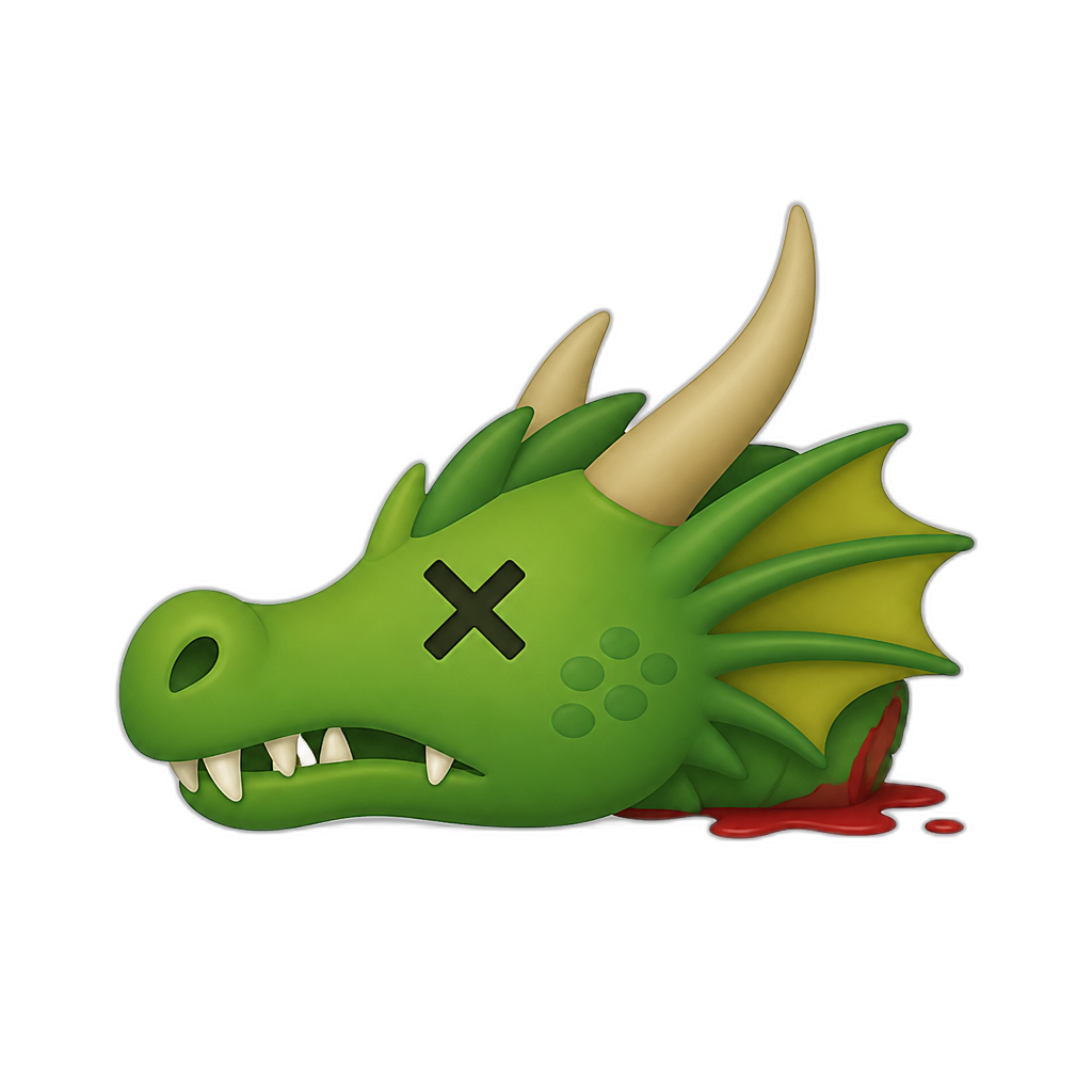 dead dragon head, flat - AI generated emoji