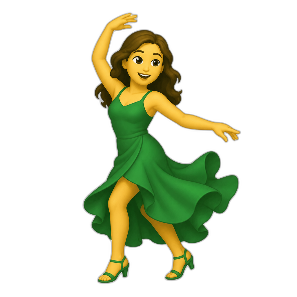 Woman dancing with a green dress - AI generated emoji
