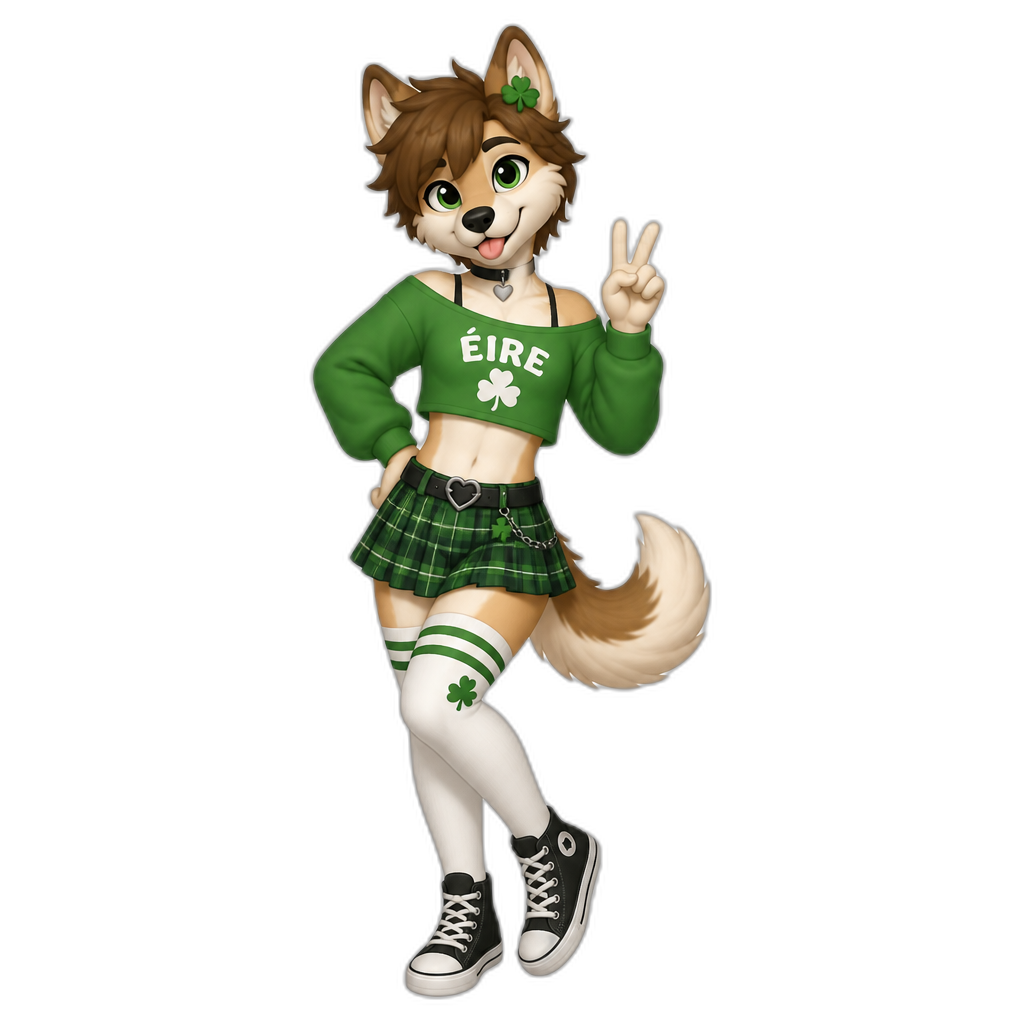 stereotypical Irish Femboy Anthro Furry, full body - AI generated emoji