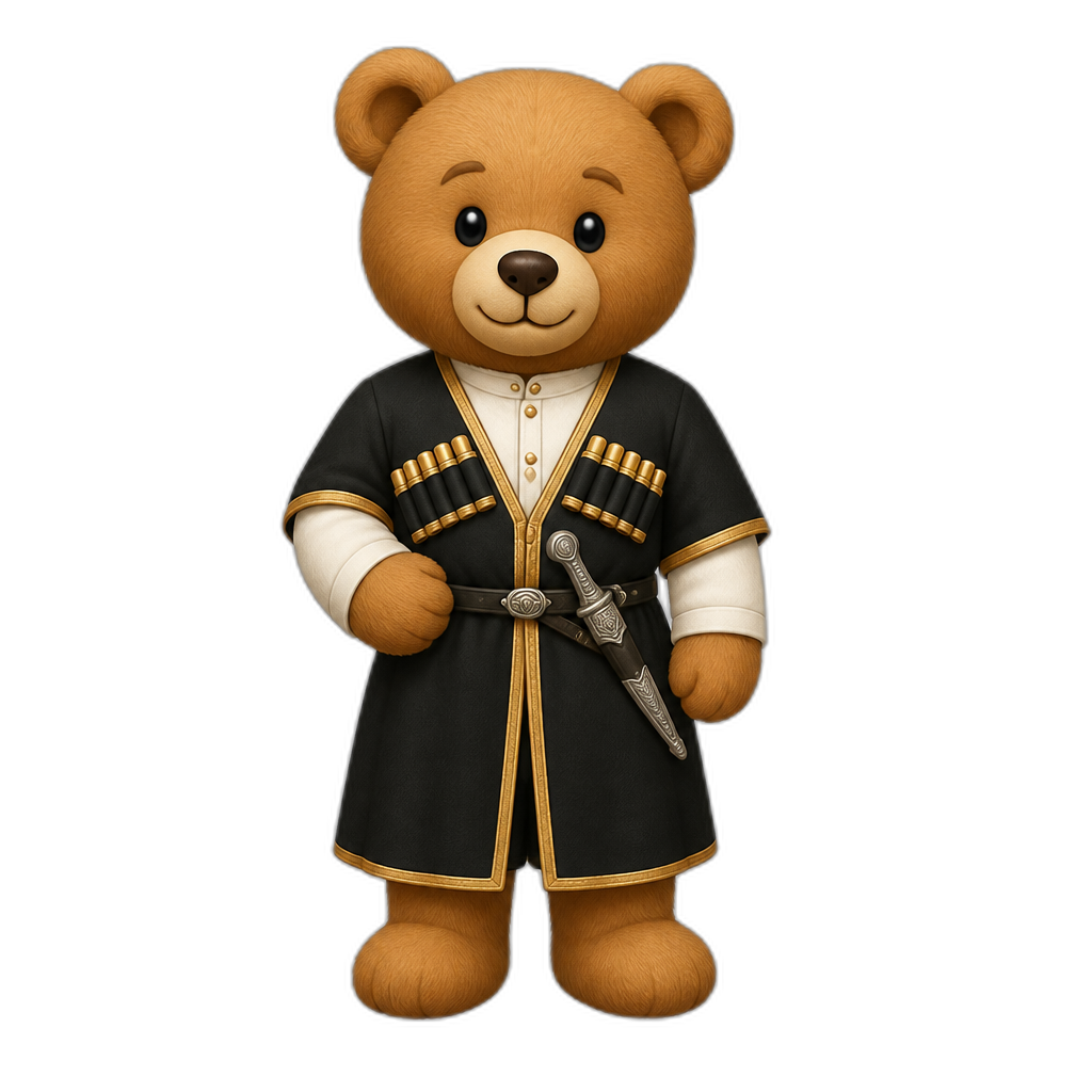 Create a Standing Teddy bear who is a Adjara. any fur color - AI generated emoji
