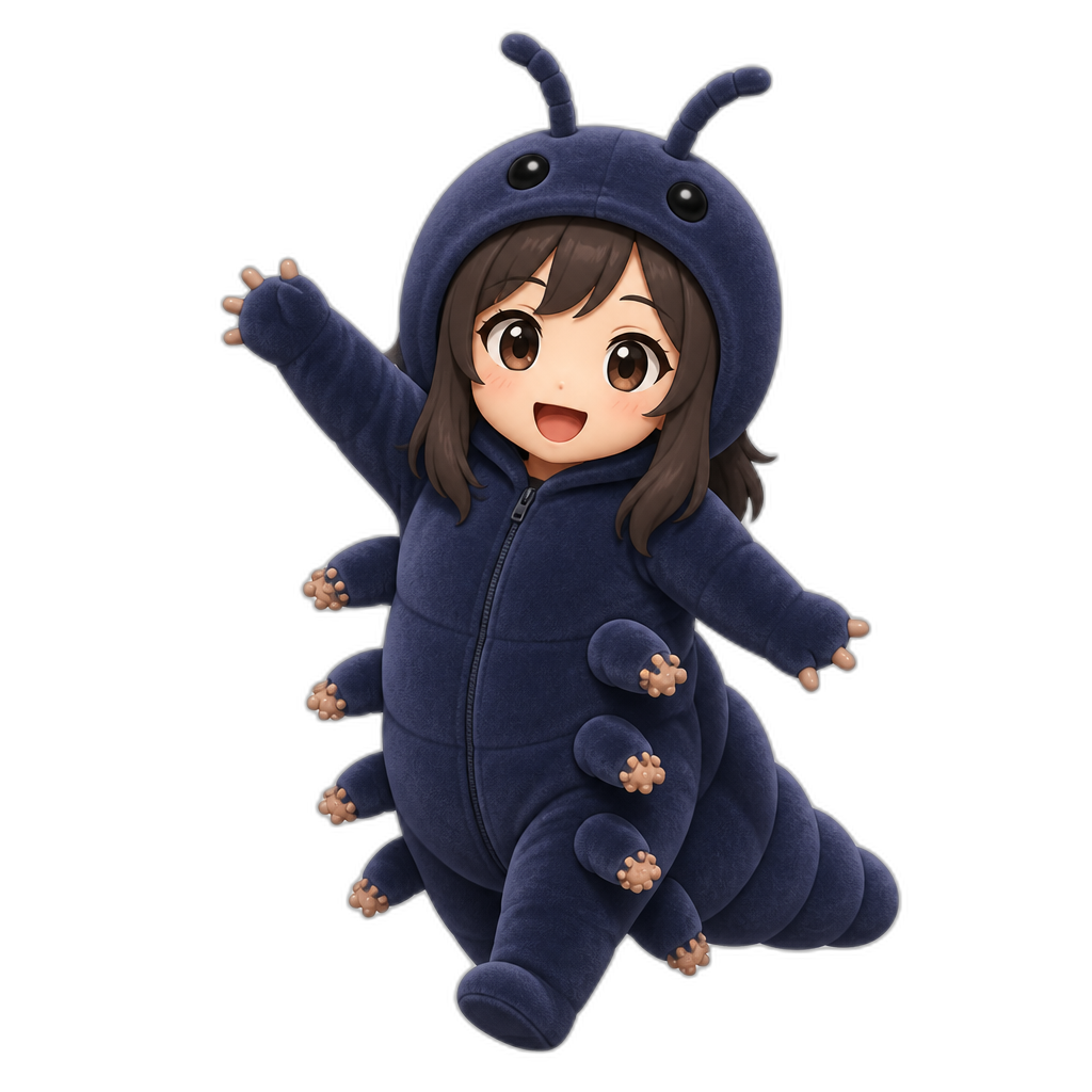 Anime girl dressed as a velvet worm - AI generated emoji