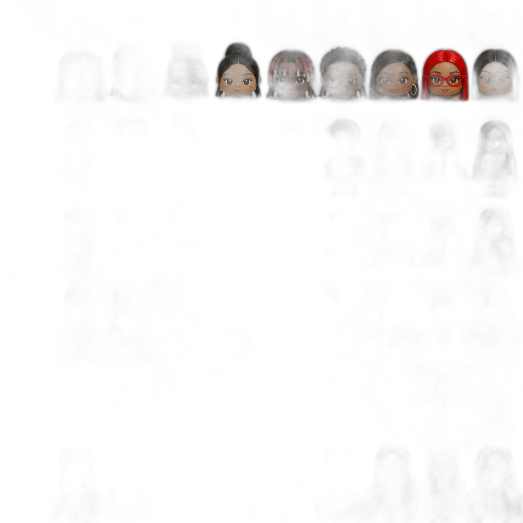 Mariah The Scientist, Young Thug, Latto, Coi Leray, Lil Yachty, Lil Baby, GloRilla, Sassyy Red and Cardi B as Tsum Tsums, Legos, Playmobils, Barbie dolls and Minecraft skins, photorealistic, Mariah with long straight hair - AI generated emoji