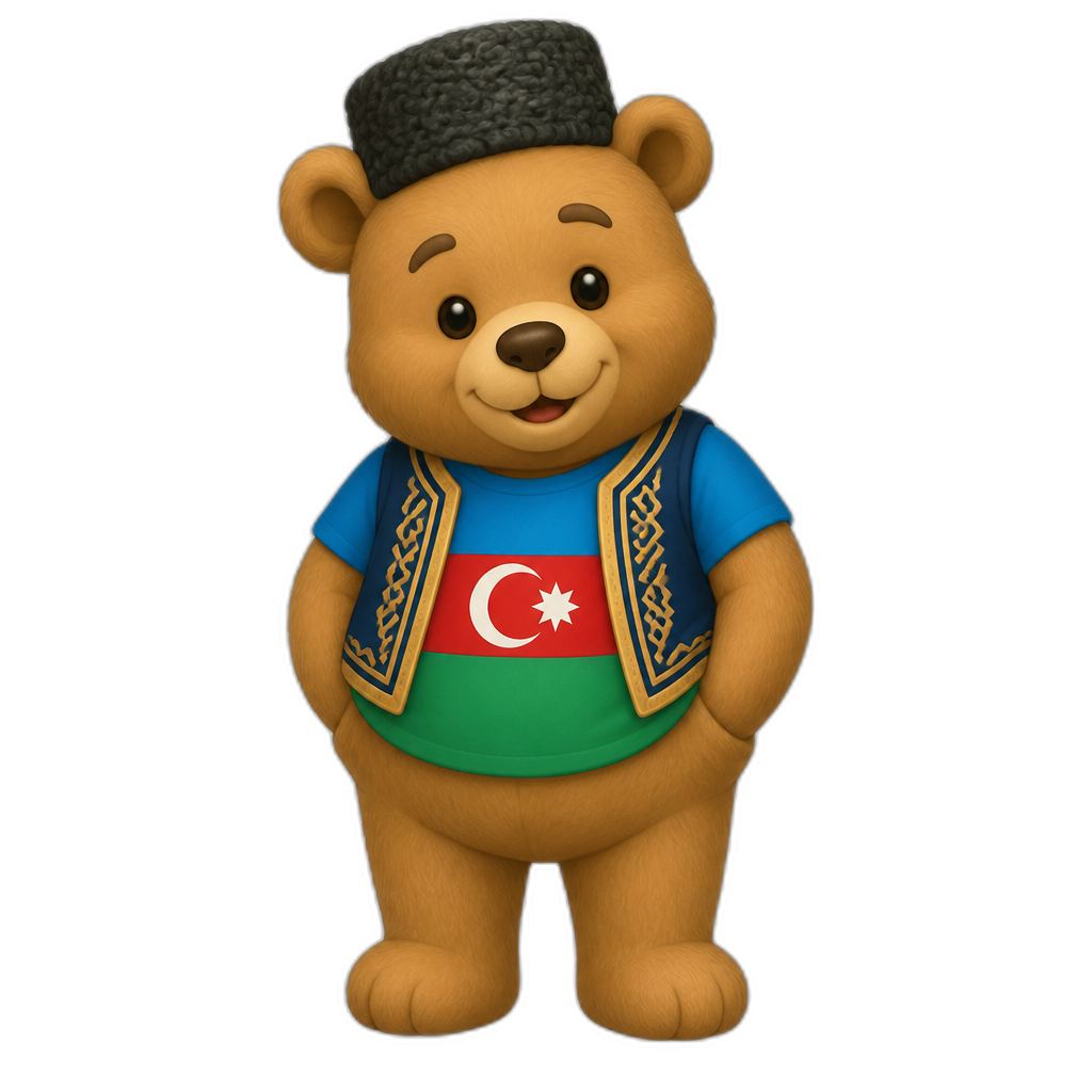 stereotypical Azerbaijan anthro Teddy Bear, full body. winnie the pooh styled, different fur color - AI generated emoji