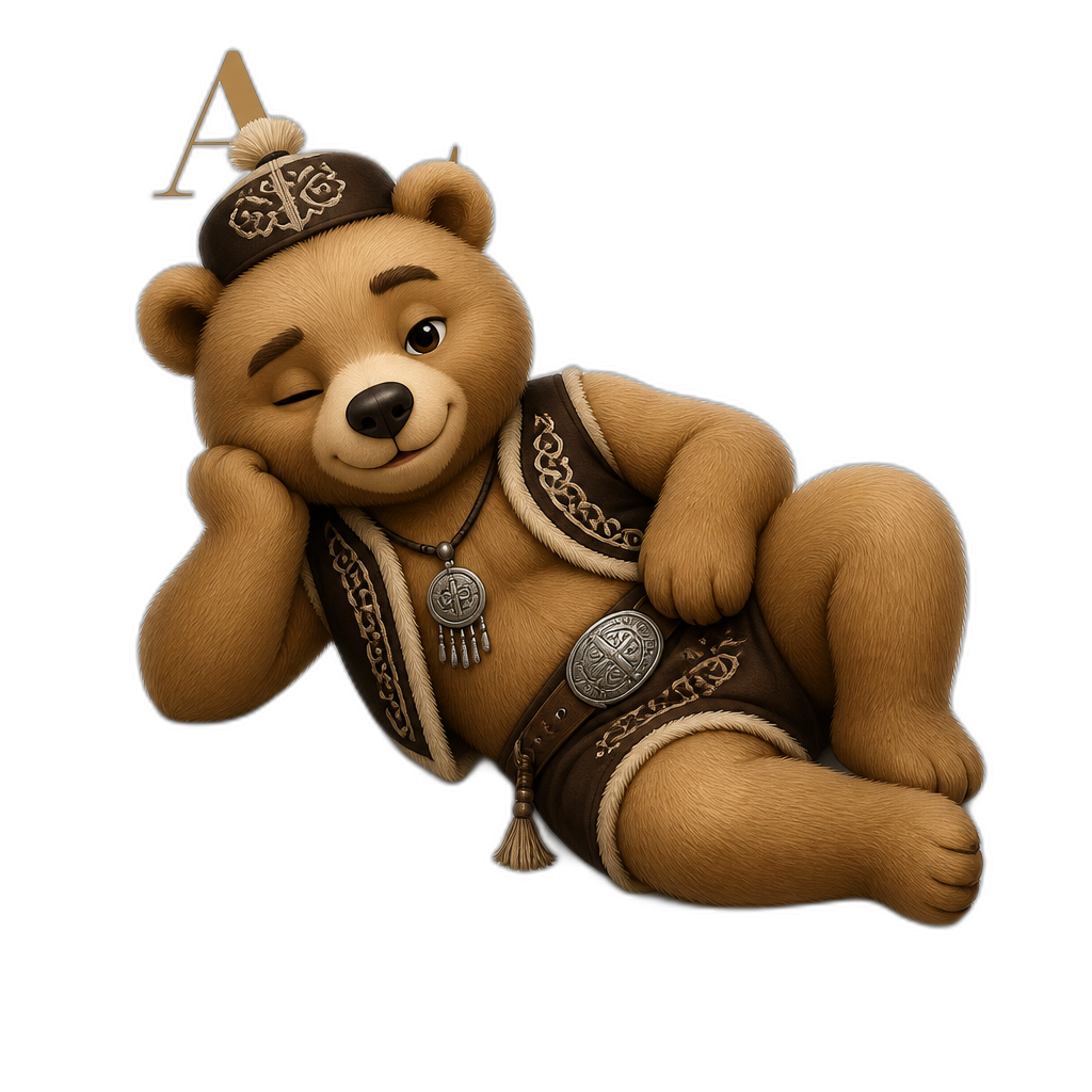 Create a Teddy bear who is a flirty Altai Republican on the magazine. different fur color - AI generated emoji