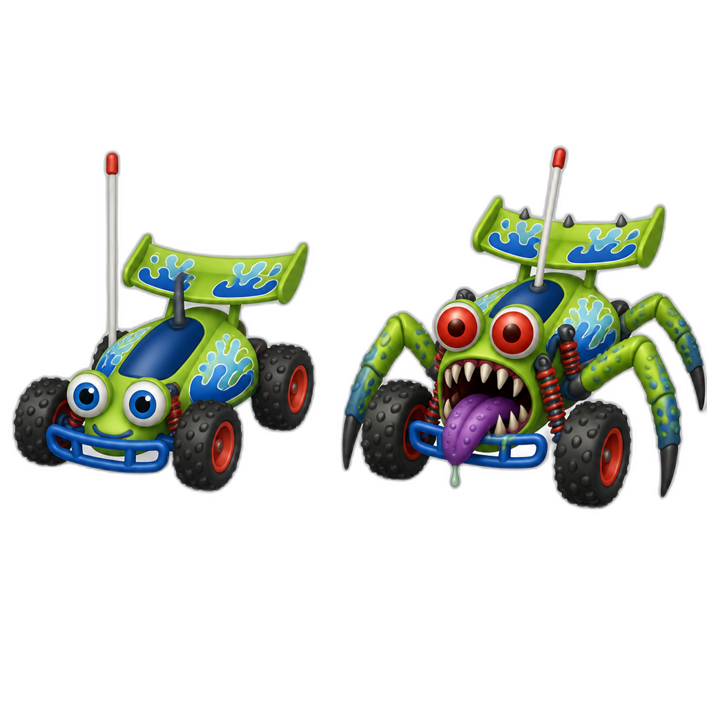 Transportation park vehicle "toy story rc car" with its mutant form too - AI generated emoji