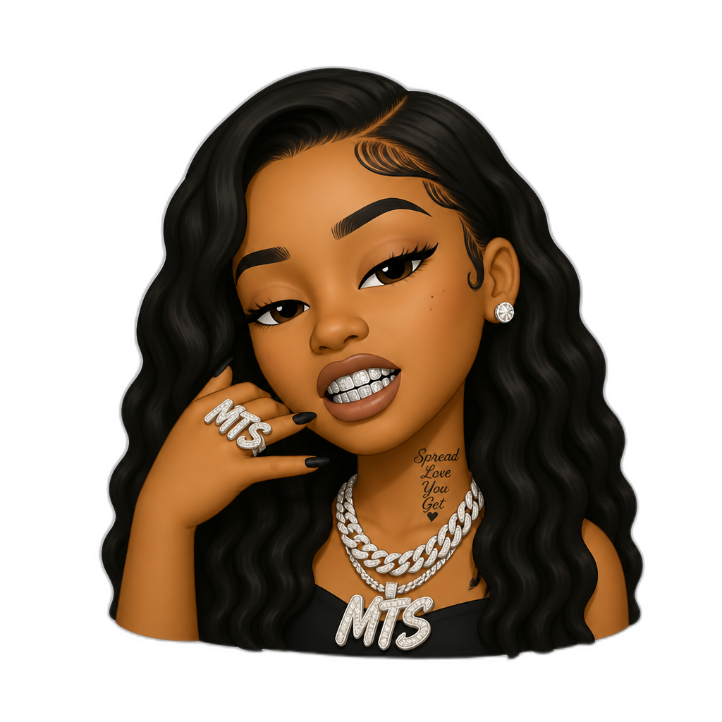 Mariah The Scientist as a trap rapper with grills in her teeth - AI generated emoji