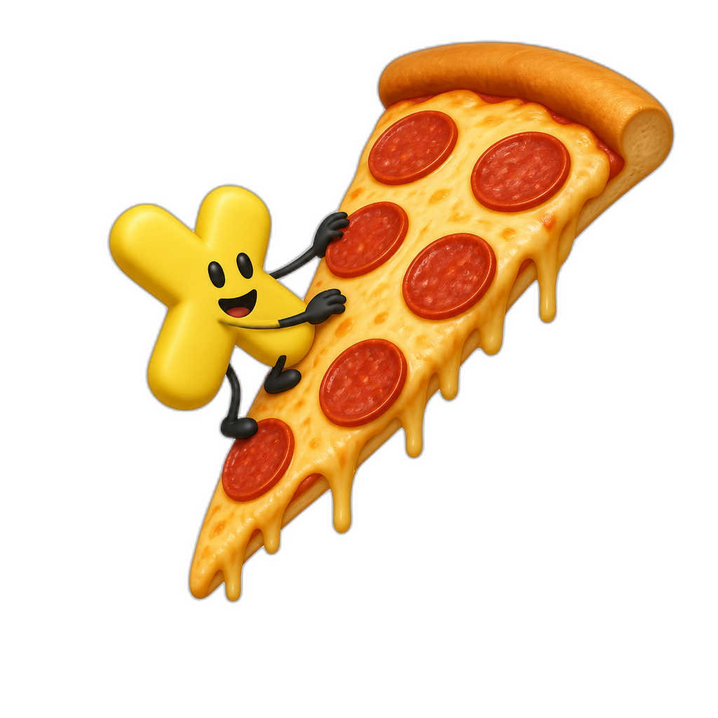 Make bfb x thats yello clime up a big loating pizza in new york - AI generated emoji