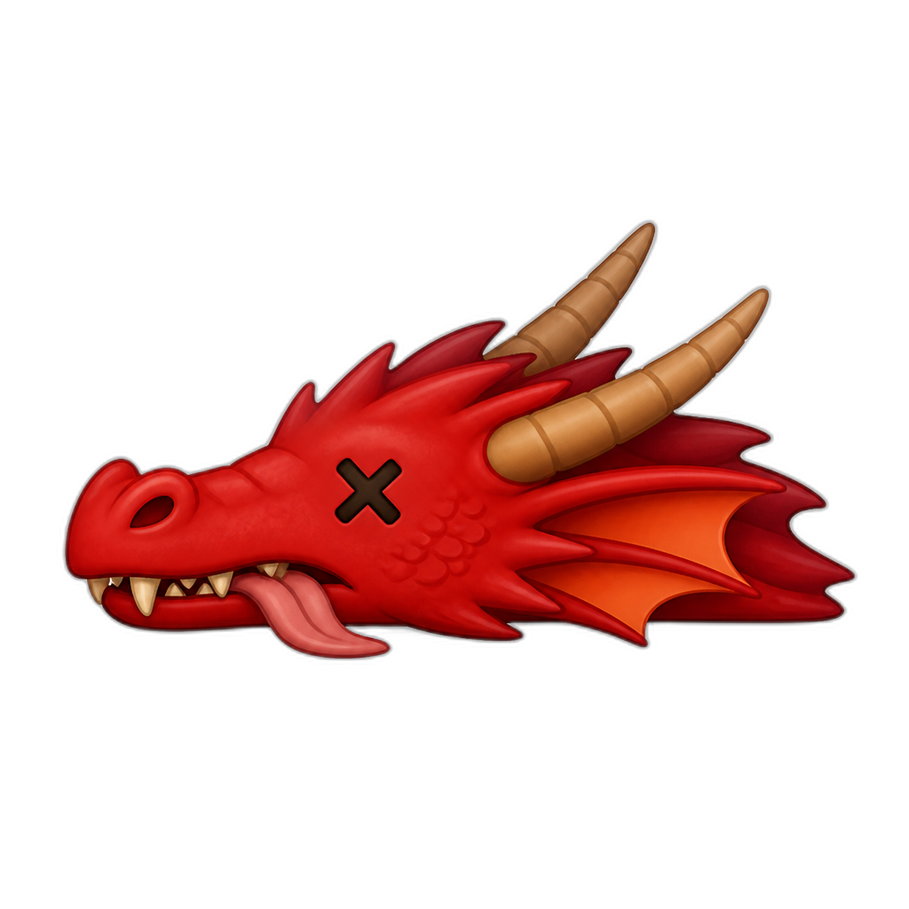 dead western-style red dragon head, flat - AI generated emoji