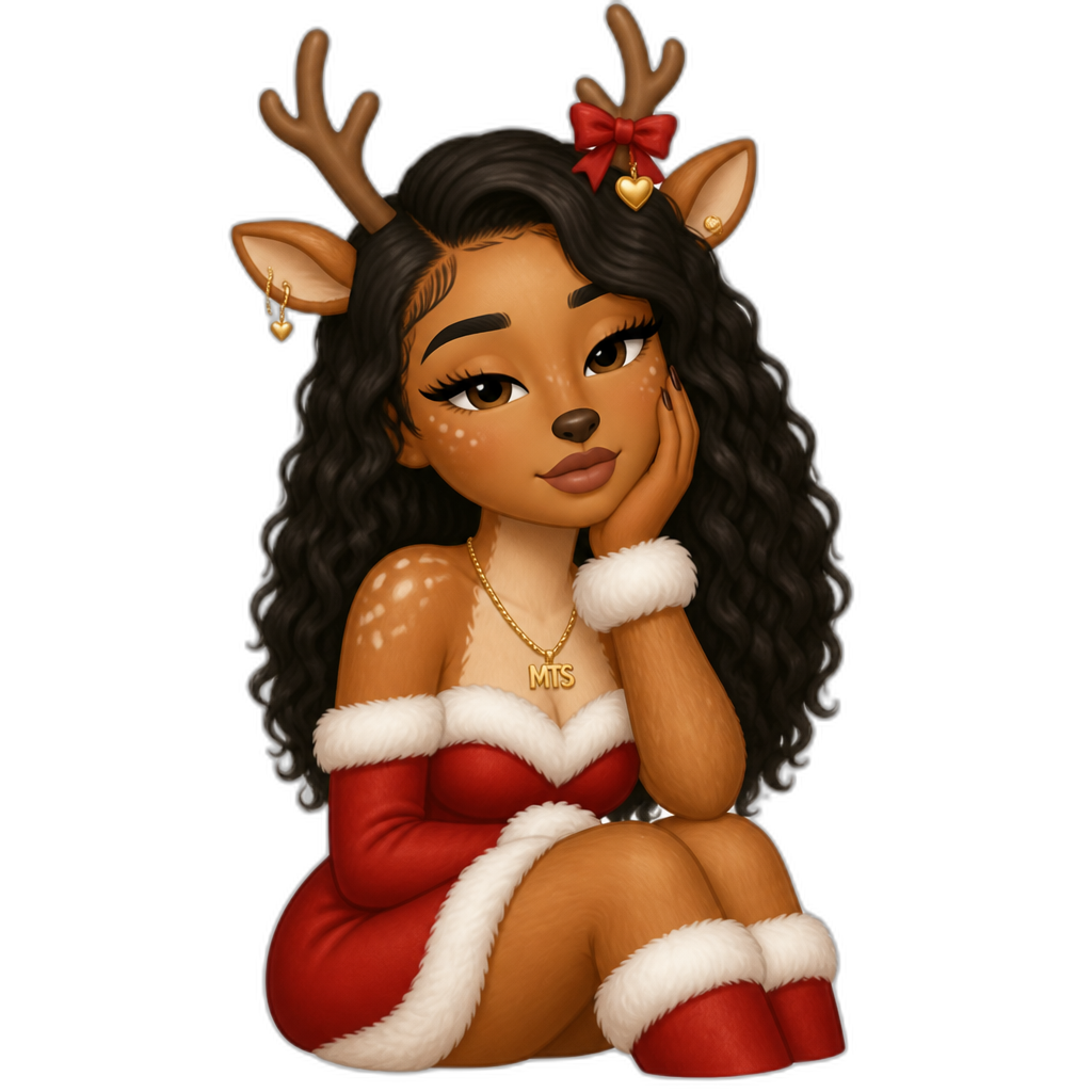 Mariah The Scientist as an anthro reindeer, Christmas - AI generated emoji