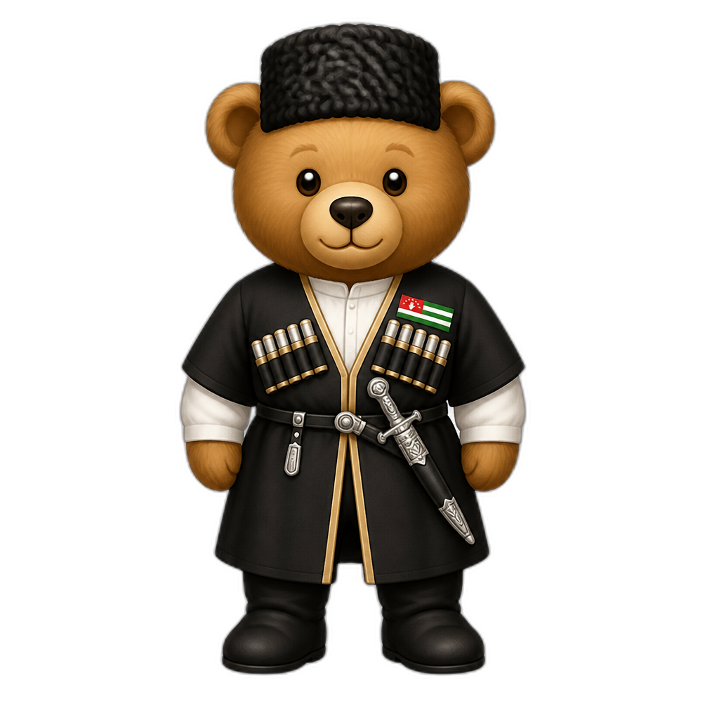 Create a Standing Teddy bear who is a Abkhazian (any fur color) - AI generated emoji