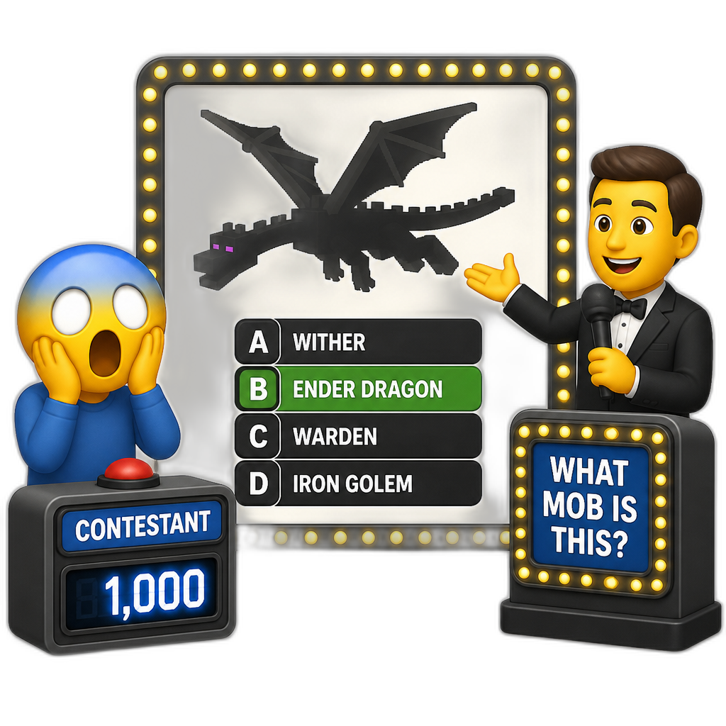 😱face guesses Minecraft ender dragon by shadow in a game show - AI generated emoji