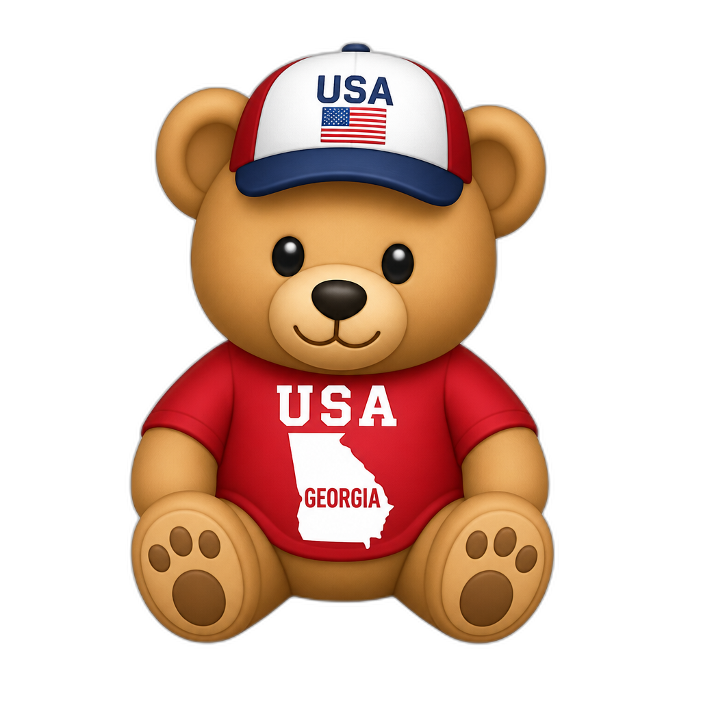 Create a Teddy bear who is a USA Georgia - AI generated emoji