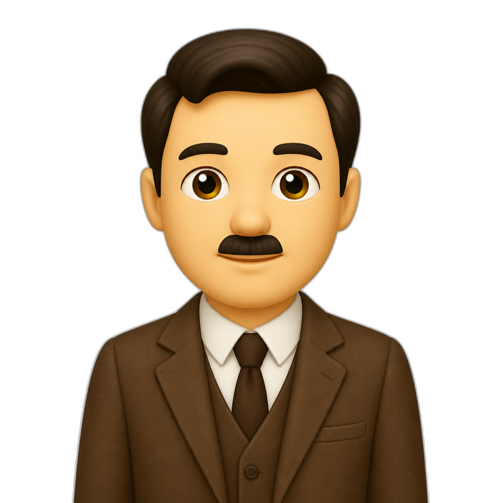 a man with a toothbrush mustache in a brown suit - AI generated emoji