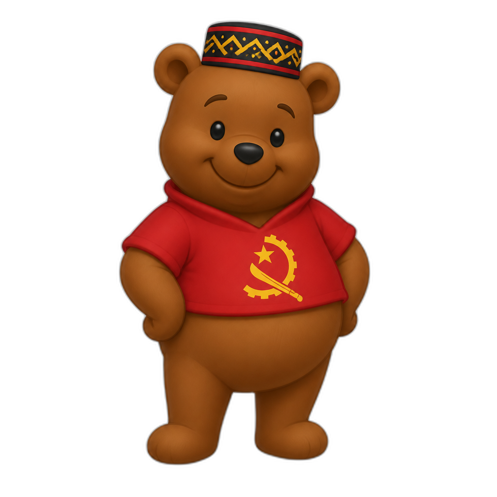 stereotypical Angolan anthro Teddy Bear, full body. winnie the pooh styled, different fur color - AI generated emoji