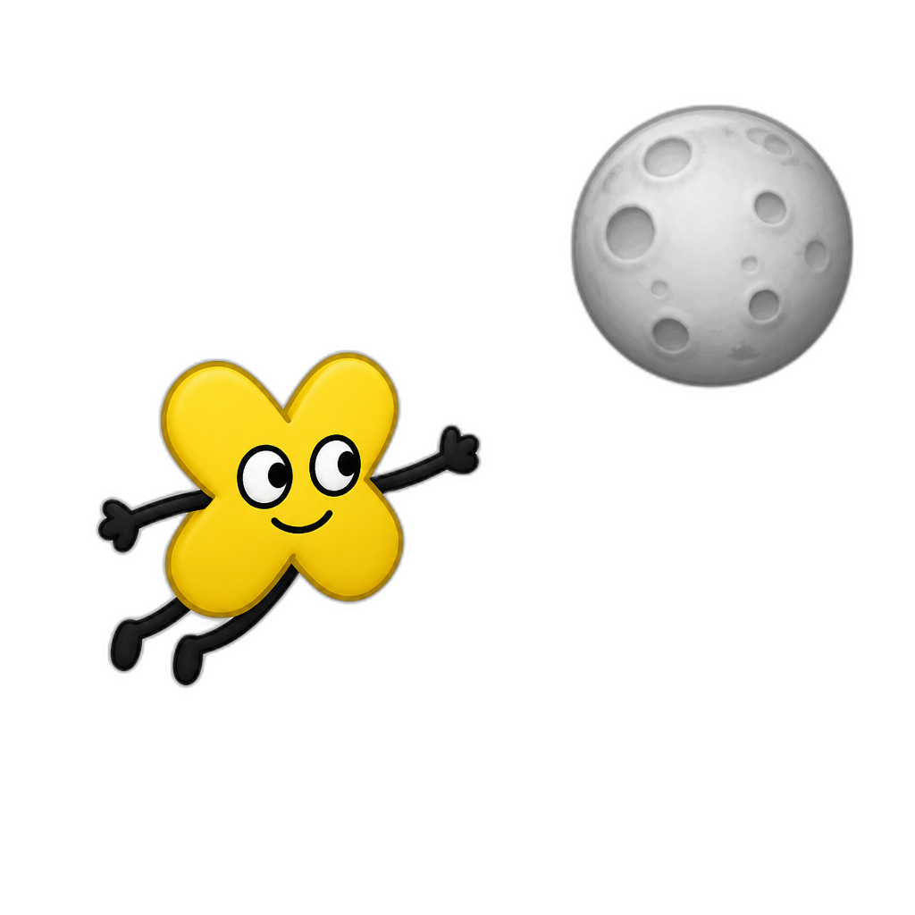make x from bfb yello flying to the moon whith no fire - AI generated emoji