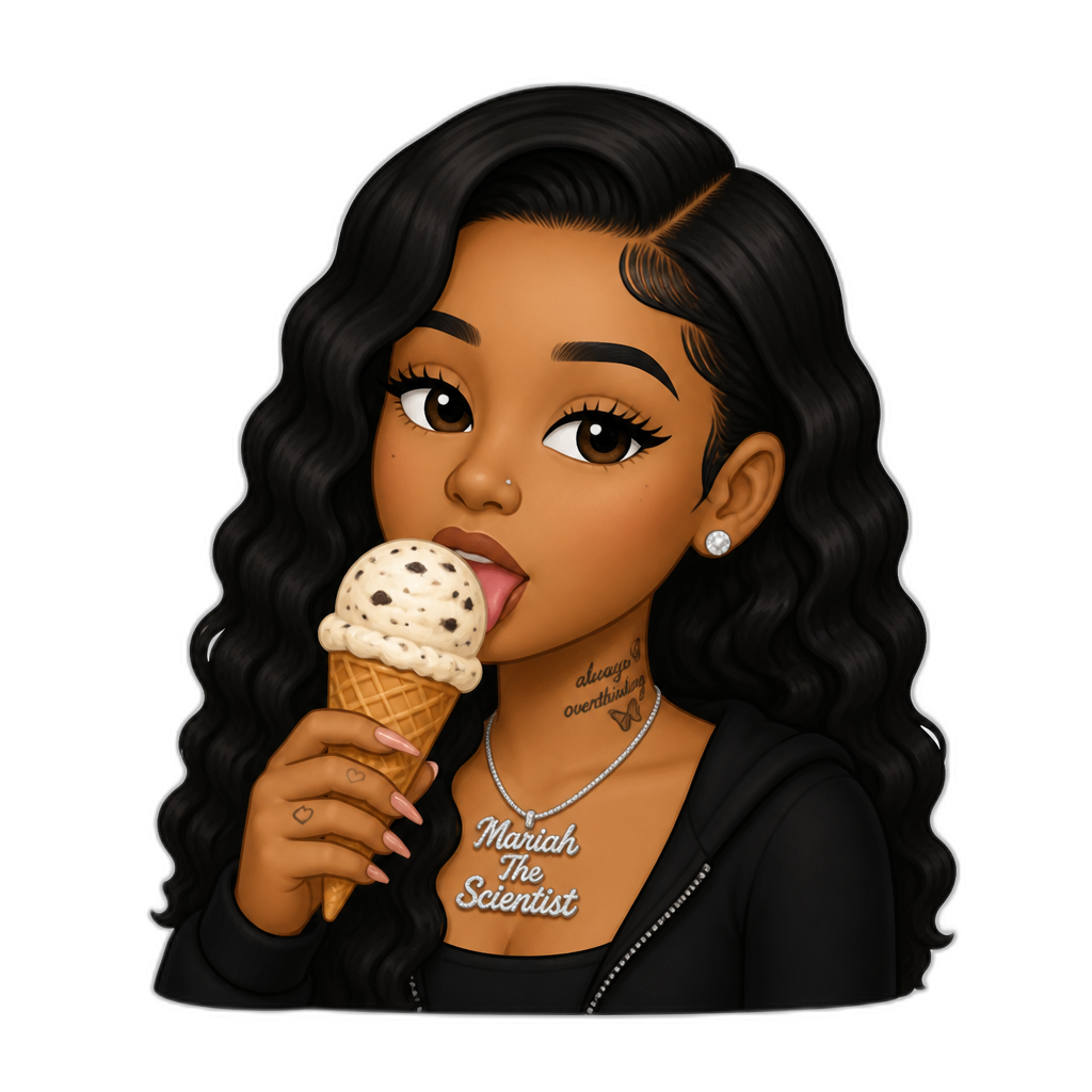 Mariah The Scientist eating ice cream - AI generated emoji