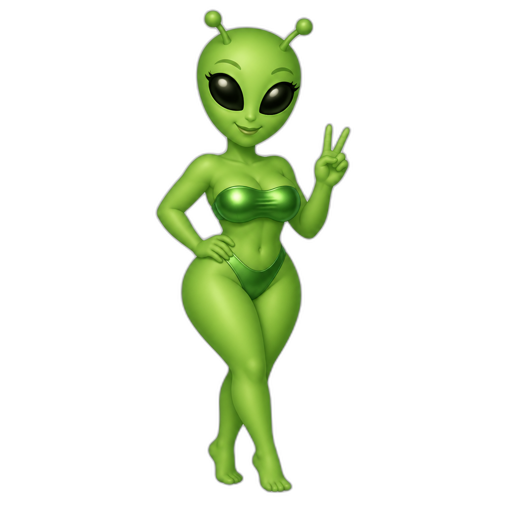 a green female alien curvy - AI generated emoji