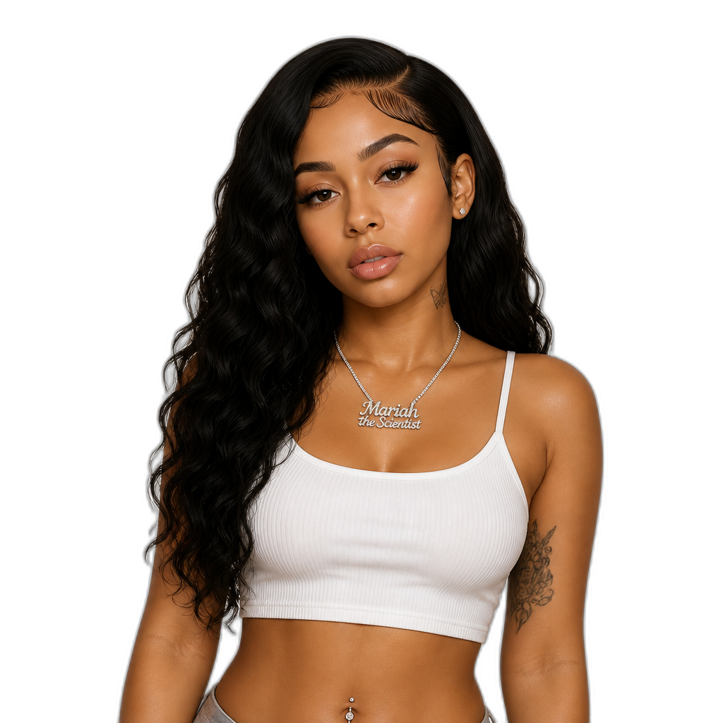 Mariah The Scientist in a crop top, realistic - AI generated emoji