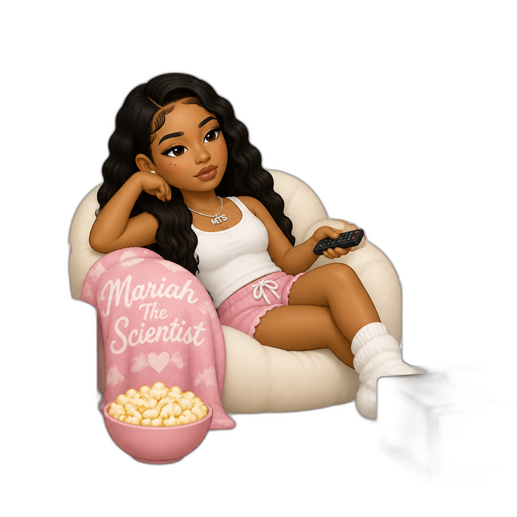 Mariah The Scientist, summertime, watching TV - AI generated emoji