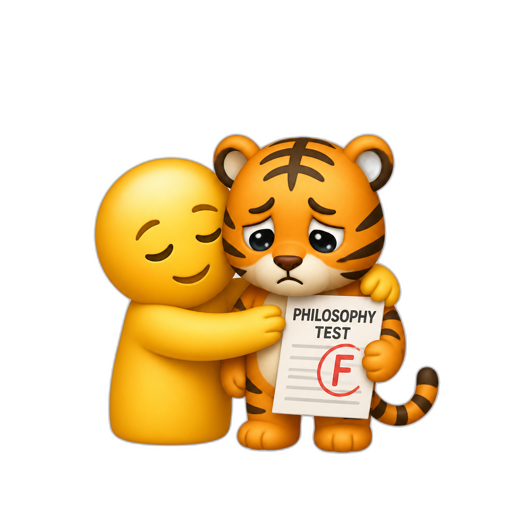 Hugs for tiger 🐯 who failed philosophy test - AI generated emoji