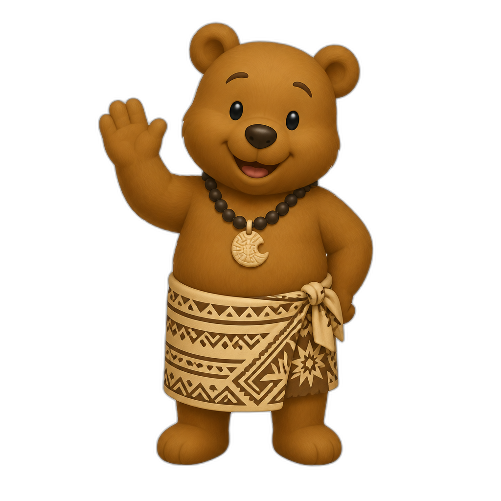 American Samoa anthro Teddy Bear, full body. winnie the pooh styled, different fur color - AI generated emoji