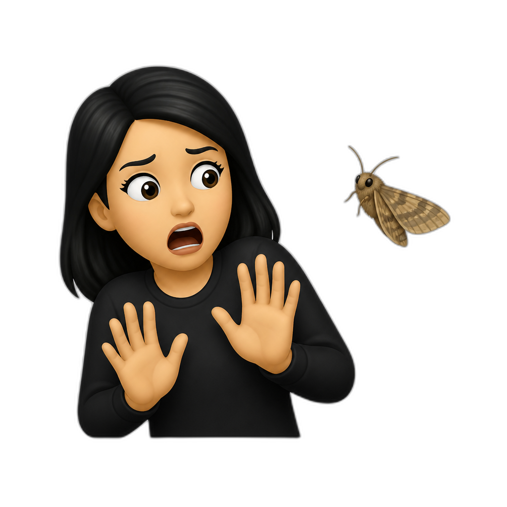 Woman black hair mot insect - AI generated emoji
