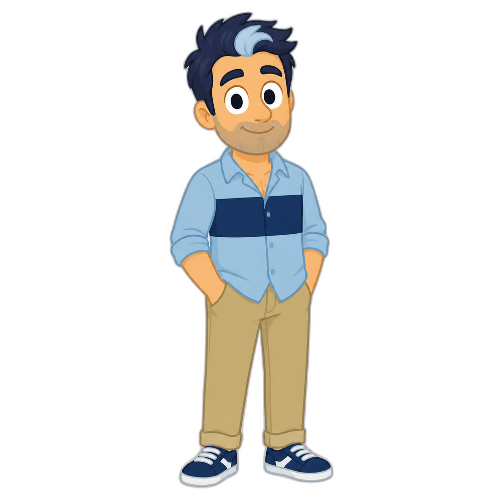 Bandit Heeler as a human, cartoon style, adult male, 2D - AI generated emoji