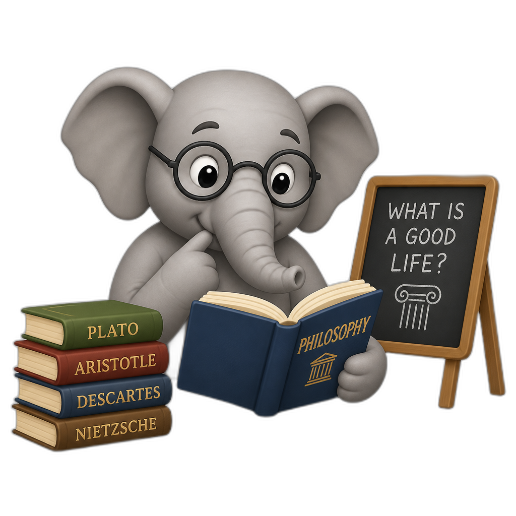 Elephant learning philosophy - AI generated emoji