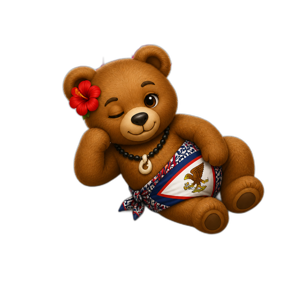 Create a Teddy bear who is a flirty American samoa on the magazine. different fur color - AI generated emoji