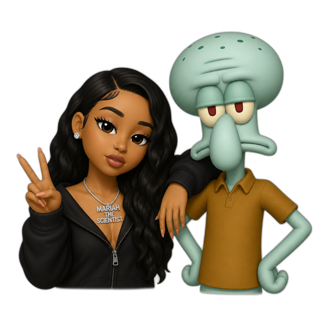 Mariah The Scientist with Squidward - AI generated emoji